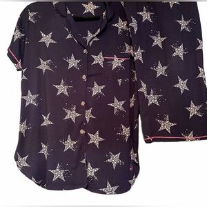Cuddle Duds Womens Navy and white star design short sleeve and pants pajama set